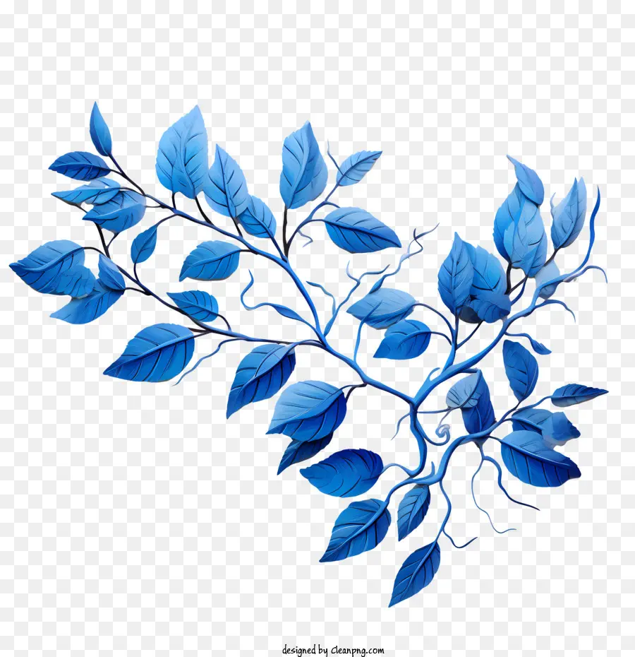 синие листья，Цветлые ветви PNG