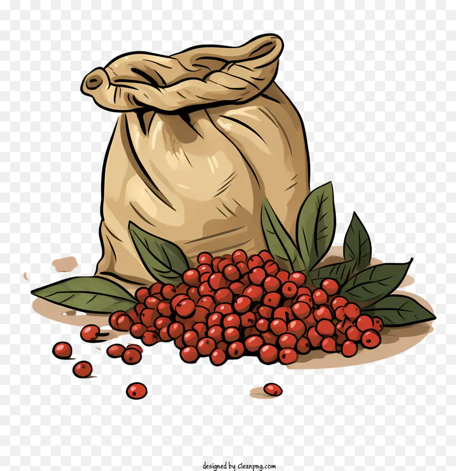 Кофейные зерна сумка，Berries PNG
