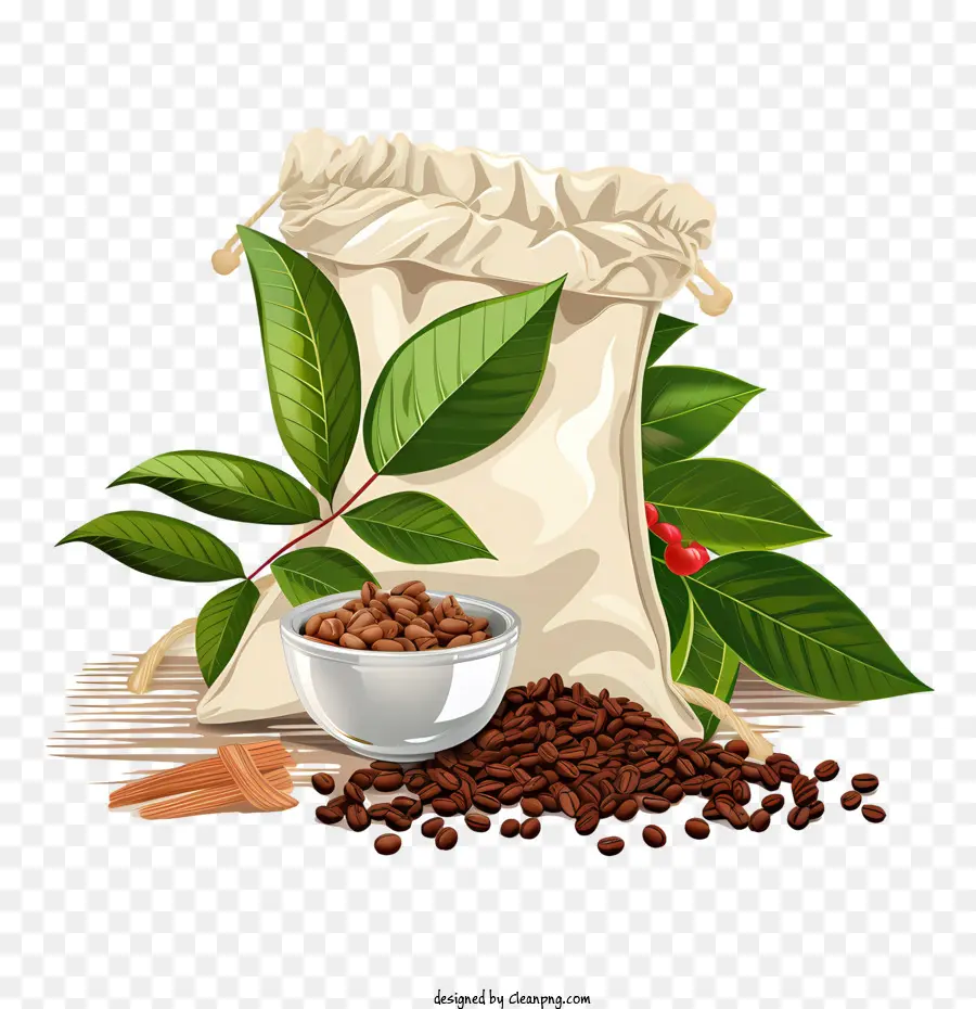 Кофейные зерна сумка，кофе PNG