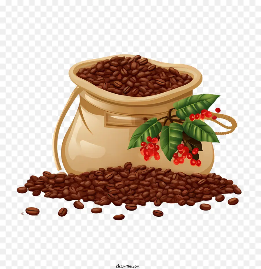 кофе в зернах，Мешок кофе PNG