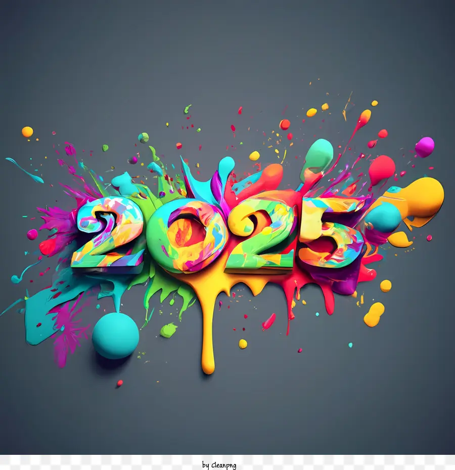 2025 С Новым годом，2025 Word Art PNG