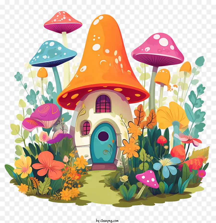 грибной дом，Симпатичные грибы PNG