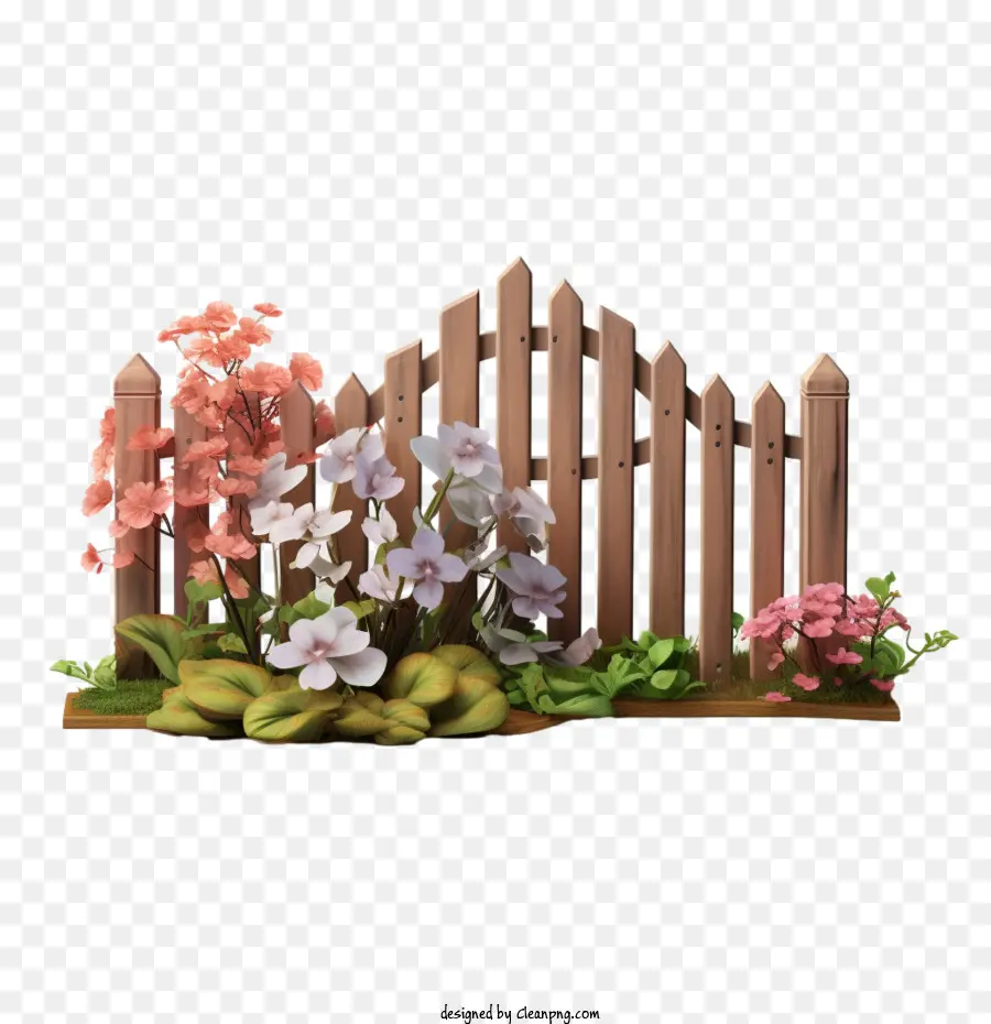Деревянный сад забор，Цветочный сад PNG