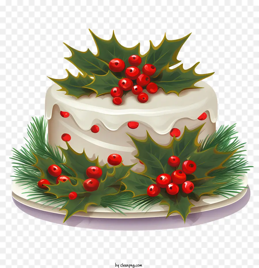 Рождественский торт，Холли PNG