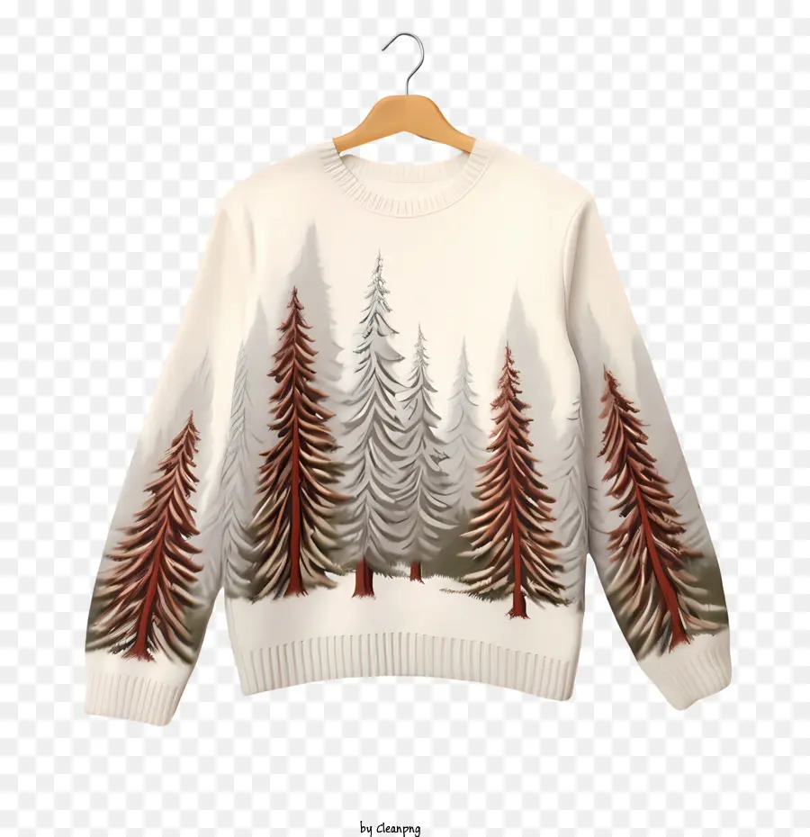 Рождественский свитер，сосны PNG