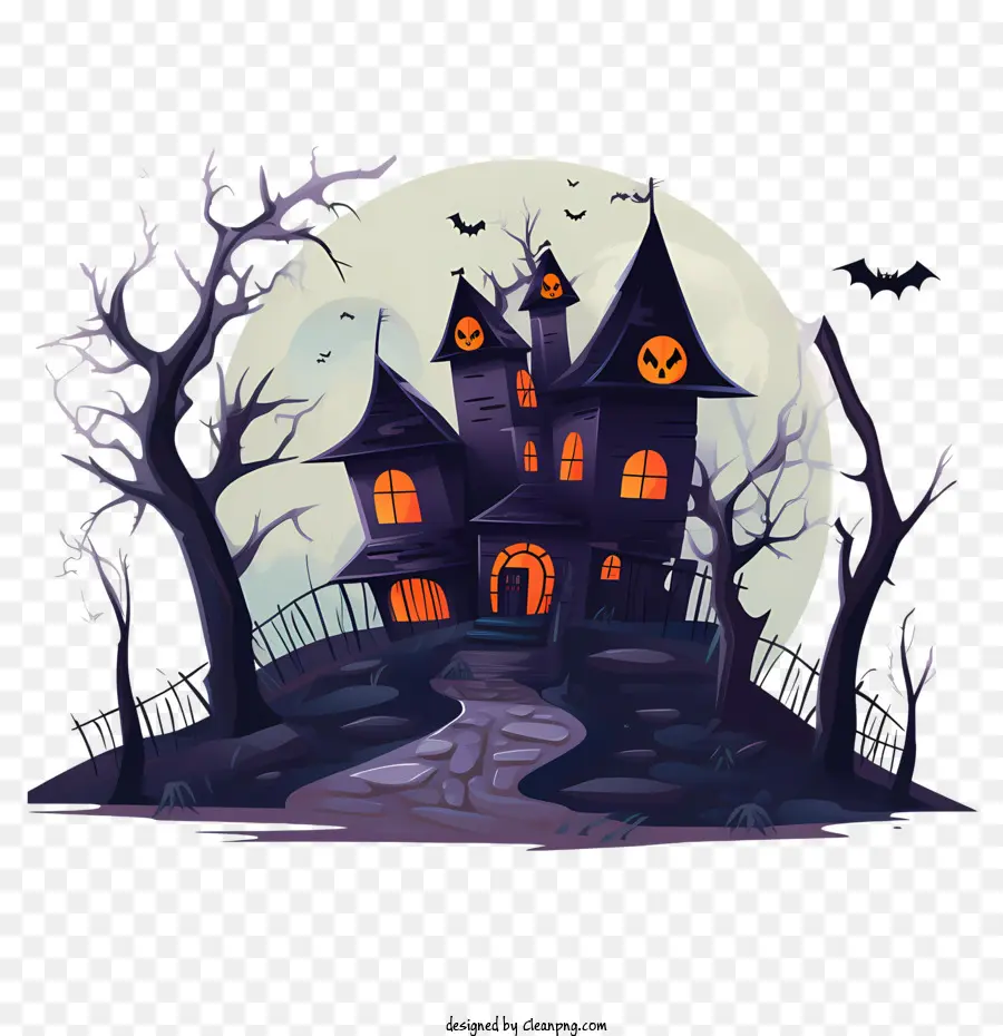 Хэллоуин дом с привидениями，жуткий особняк PNG