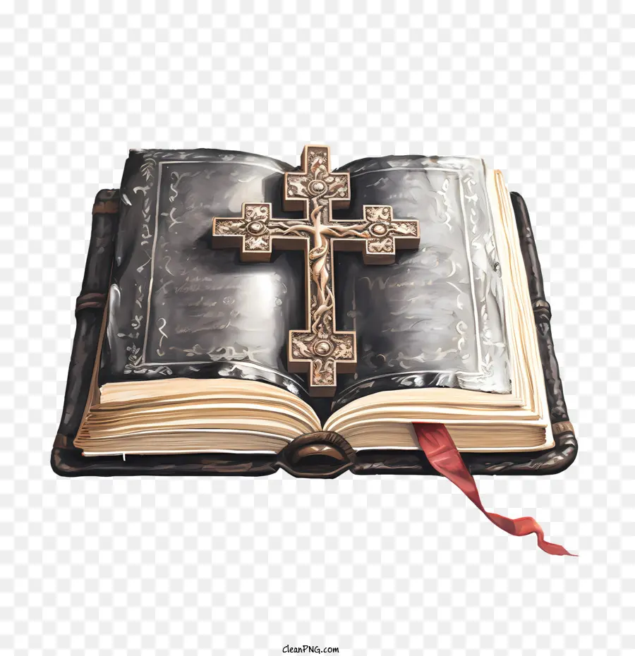 Библия с крестом，Книга PNG