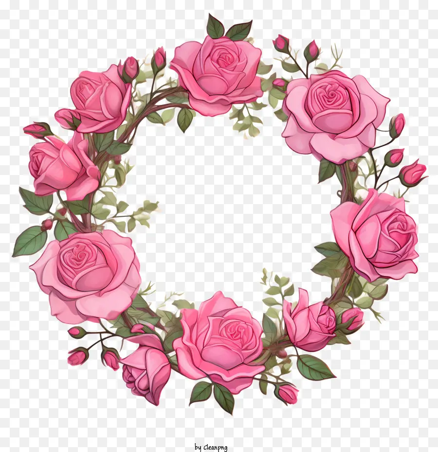 розовый венок，розовые розы PNG