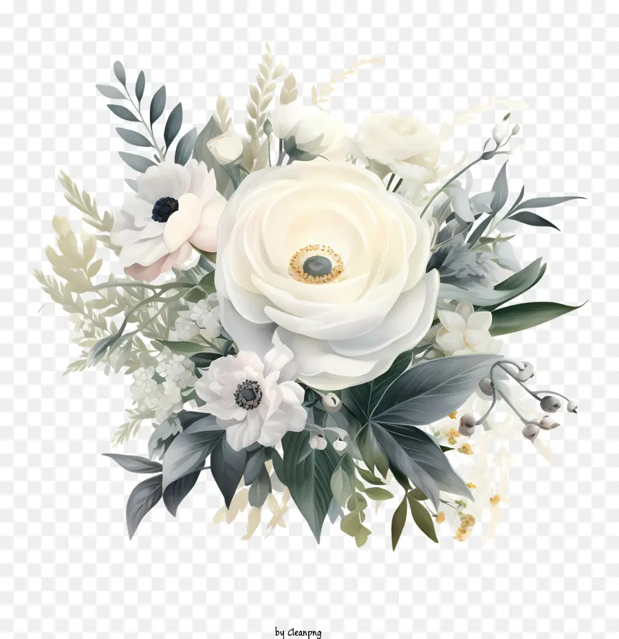 Свадебное цветочное искусство，белые цветы PNG