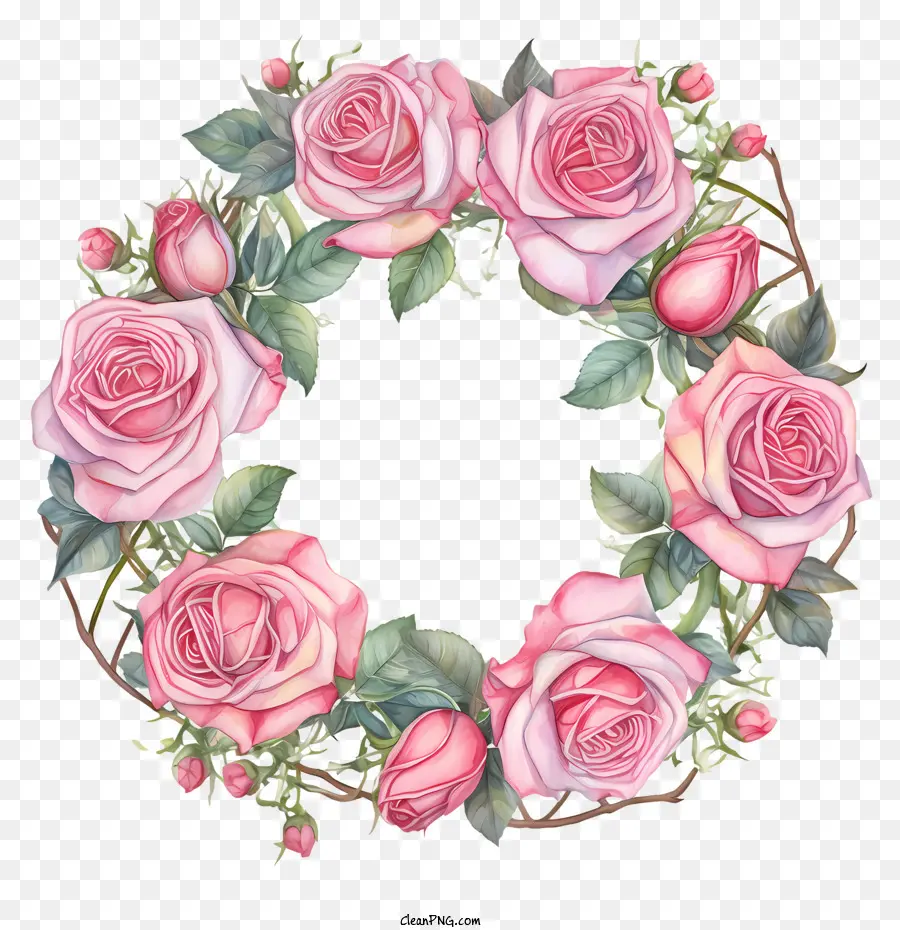 розовый венок，Розы PNG