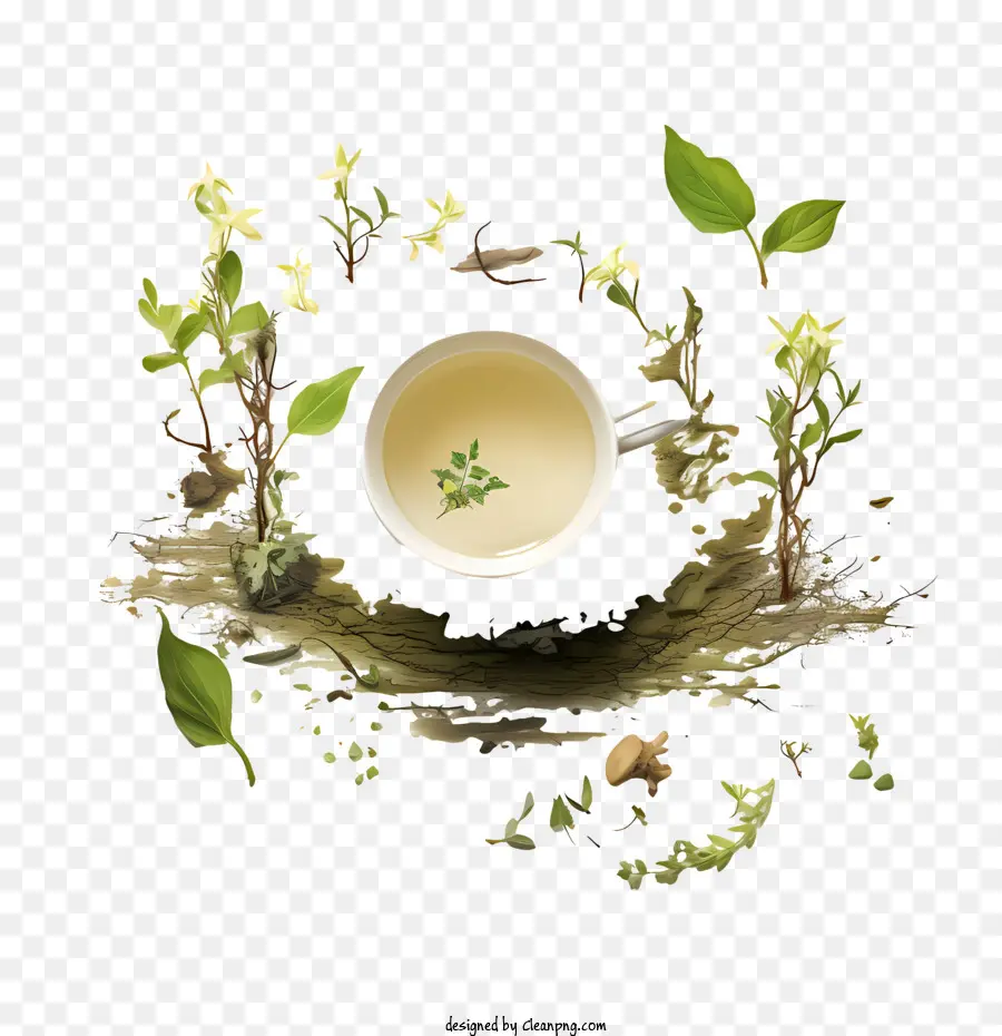 Международный день чая，чайные листья PNG