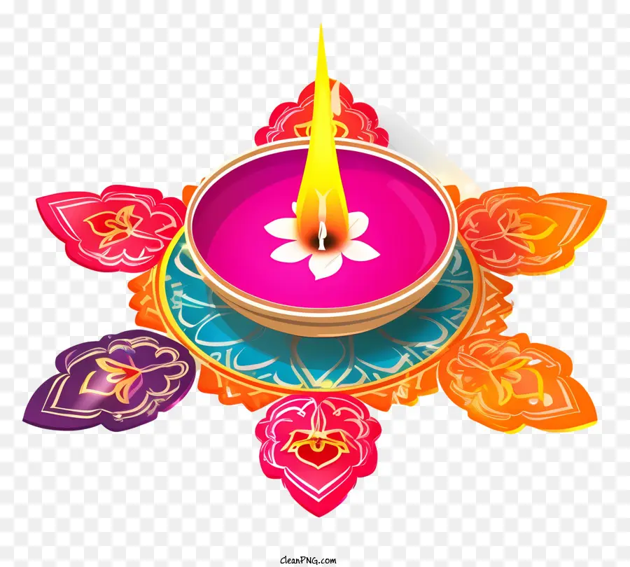 Lotus Flower Candle，Традиционное индийское украшение PNG