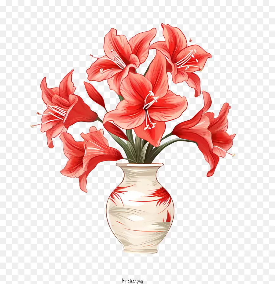 Цветок Амариллис，Ваза PNG
