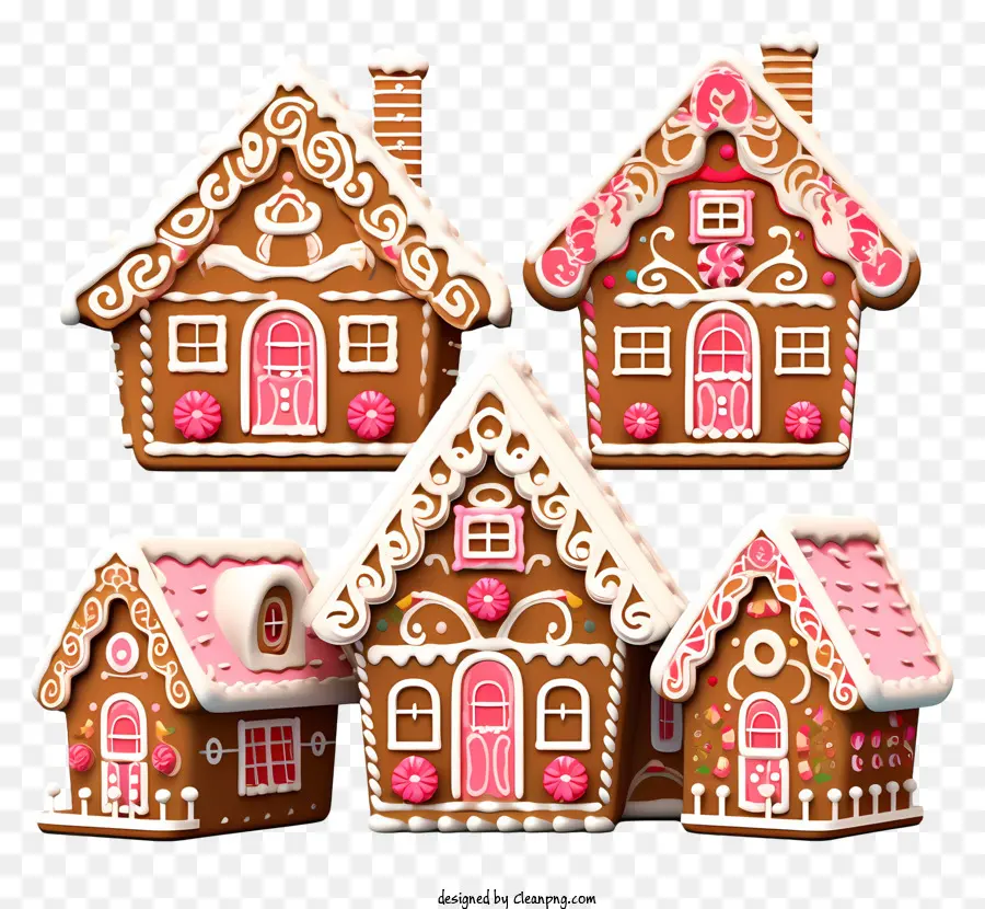 Стили дома，розовый и белый фасад PNG