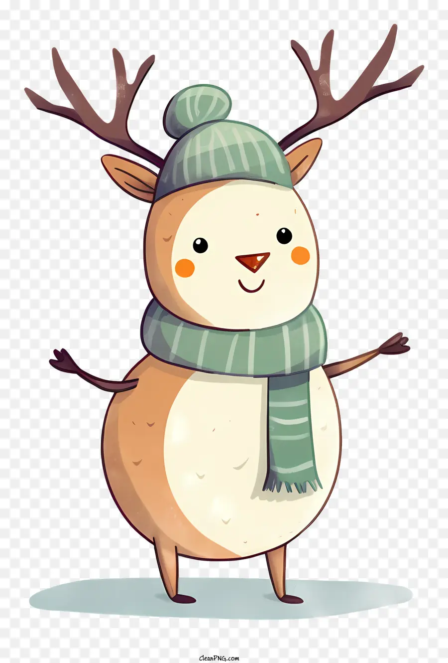 мультфильм снеговик，Зеленый вязаный шарф PNG
