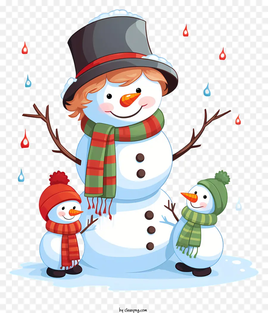 мультфильм снеговик，зимняя сцена PNG