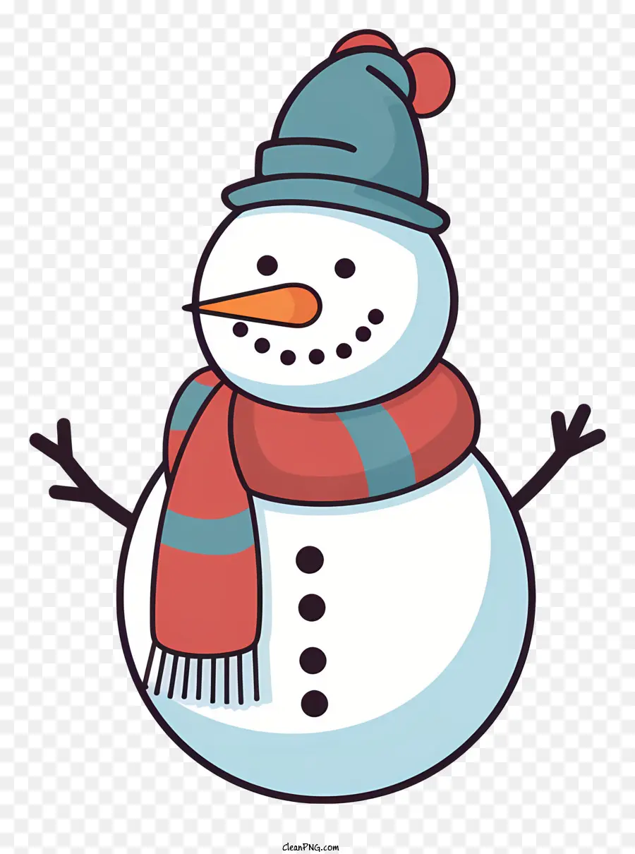 Снеговик，синяя шляпа PNG