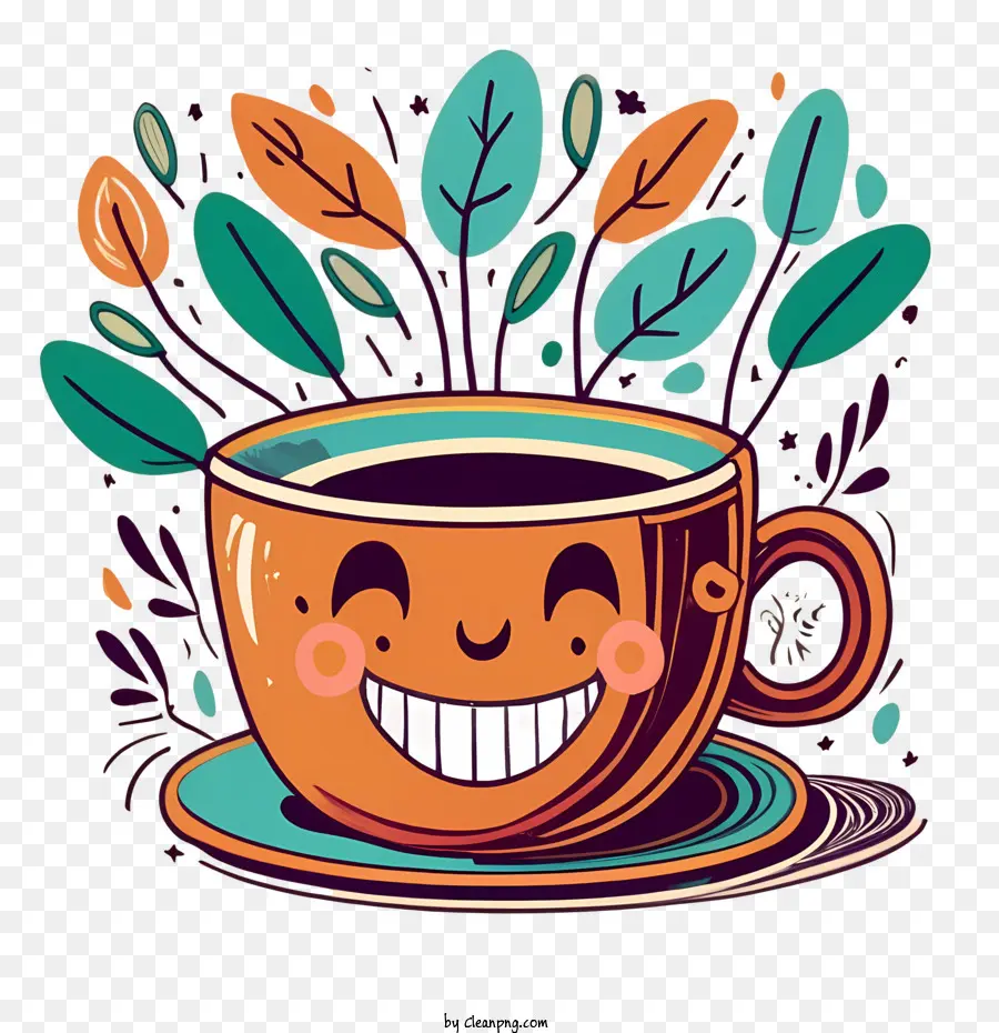 чашка кофе мультфильм，Счастливой кофейной чашки PNG