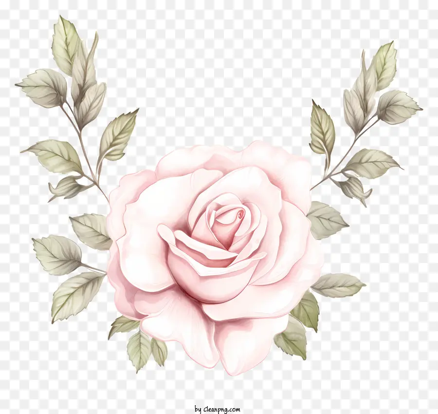 Pink Rose，черный фон PNG