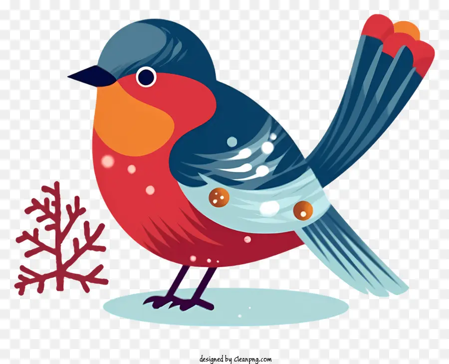 синяя и красная птица，белые крылья PNG