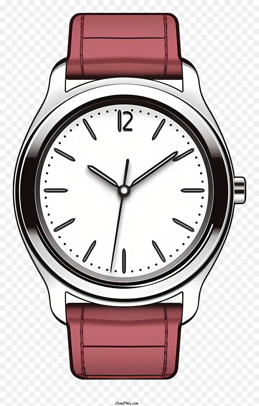 белые запястья часы，Розовый кожаный ремешок PNG