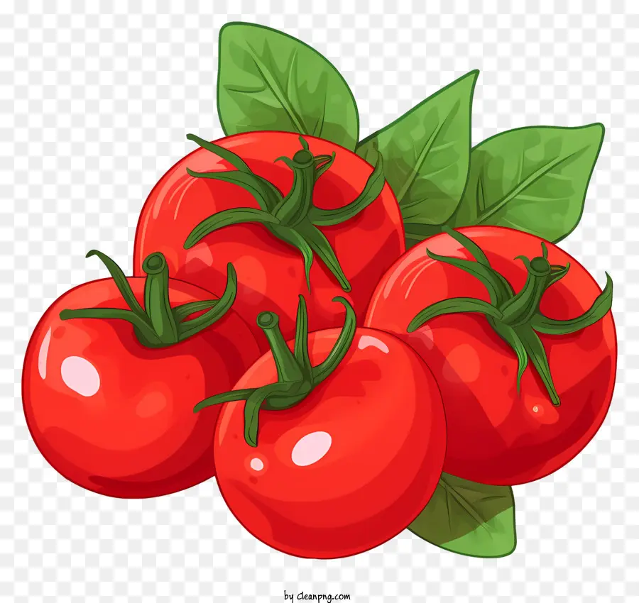 красные помидоры，черный фон PNG