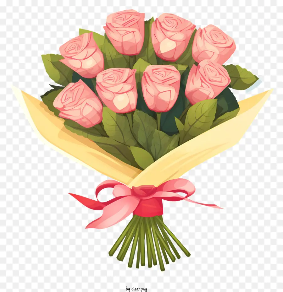 розовые розы，букет PNG