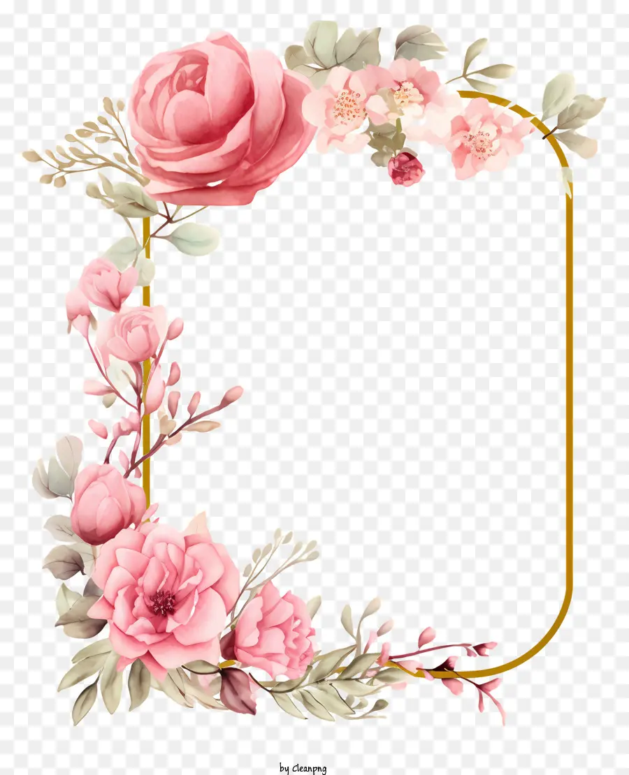 цветочная рама венок，розовые розы PNG