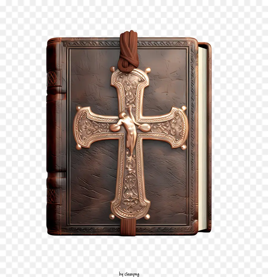 Библия с крестом，кожаная библия PNG