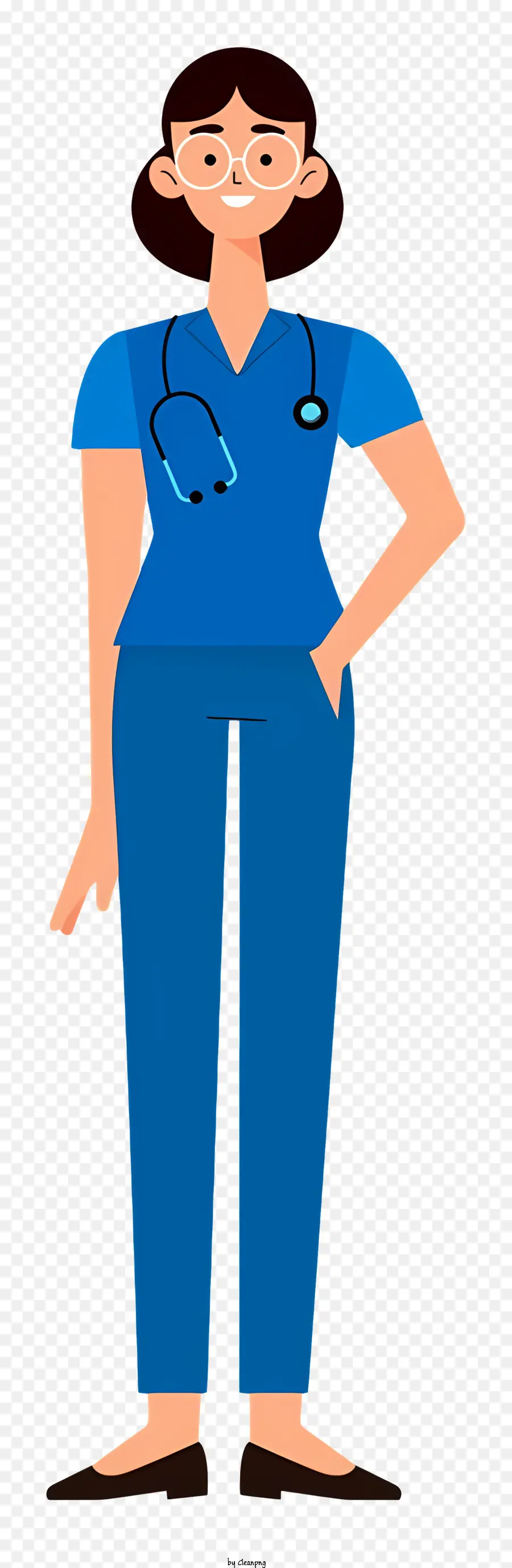 женщина медсестра，Синий скрабовый костюм PNG