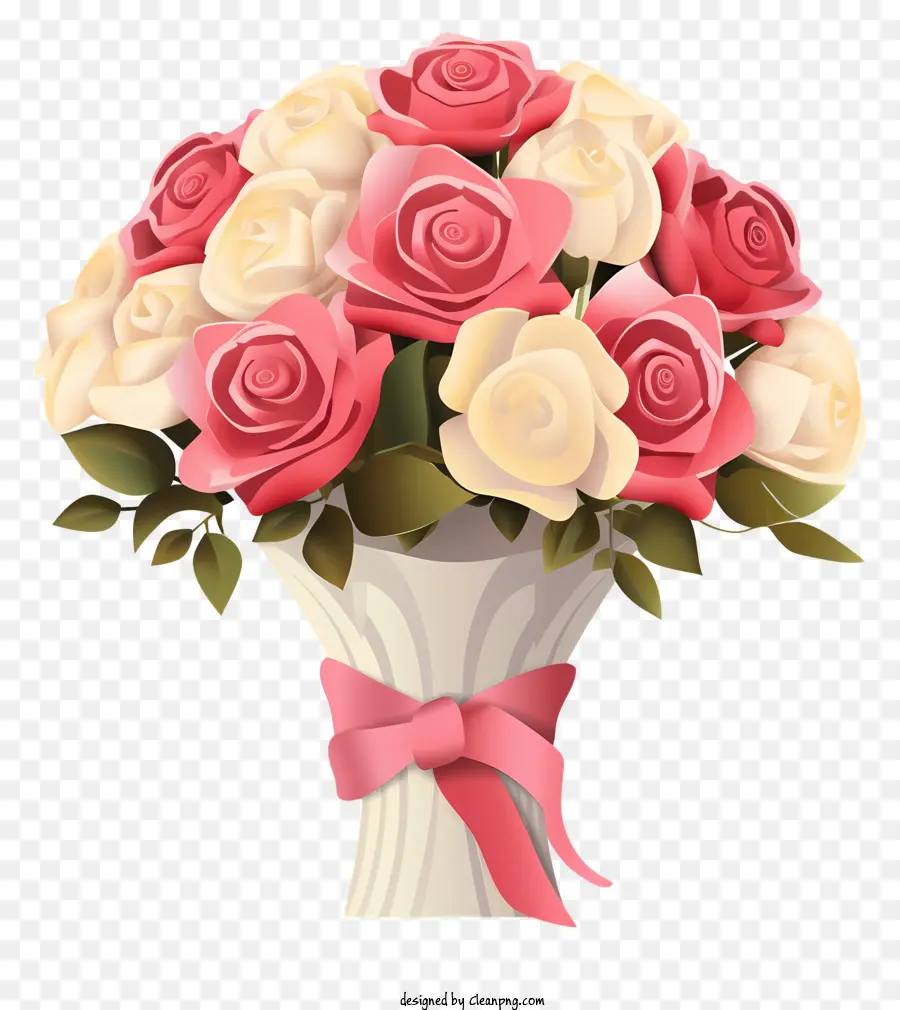 букет，розовые и белые розы PNG