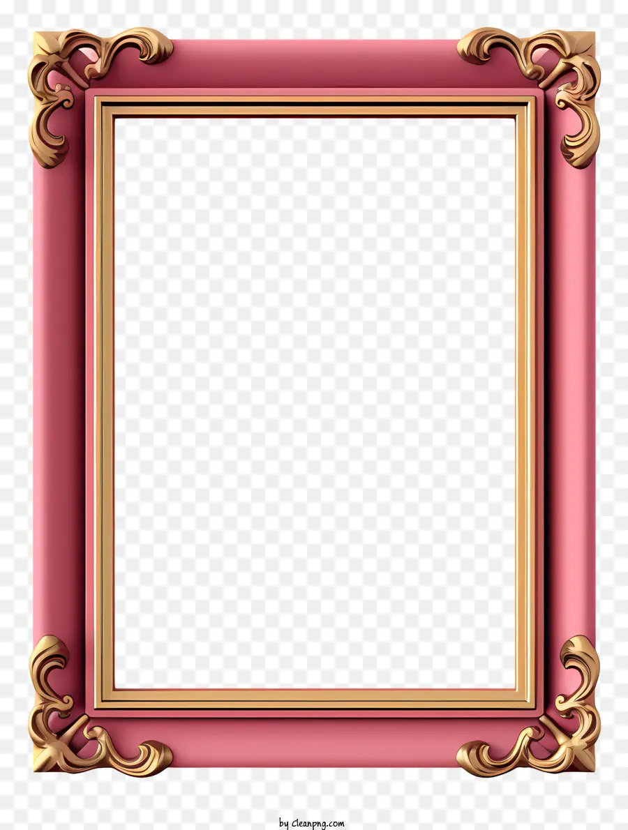 Розовая картина рамки，черный фон PNG