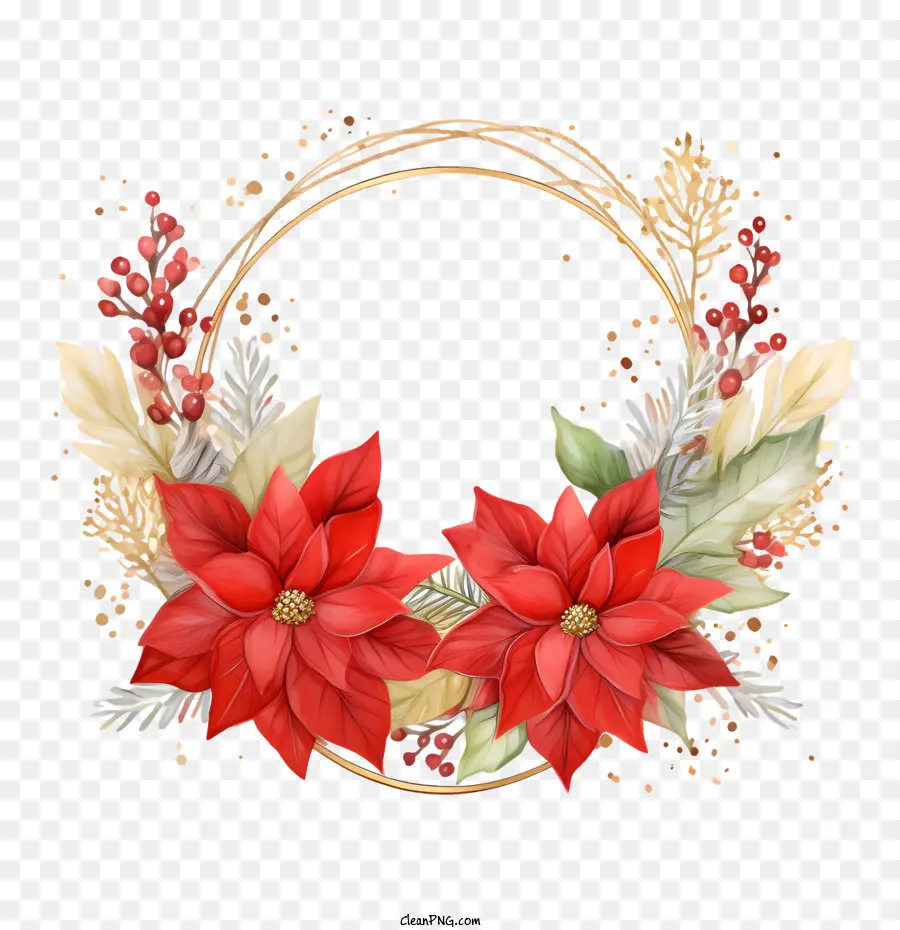 Пуансеттия Цветочный венок，Рождество PNG