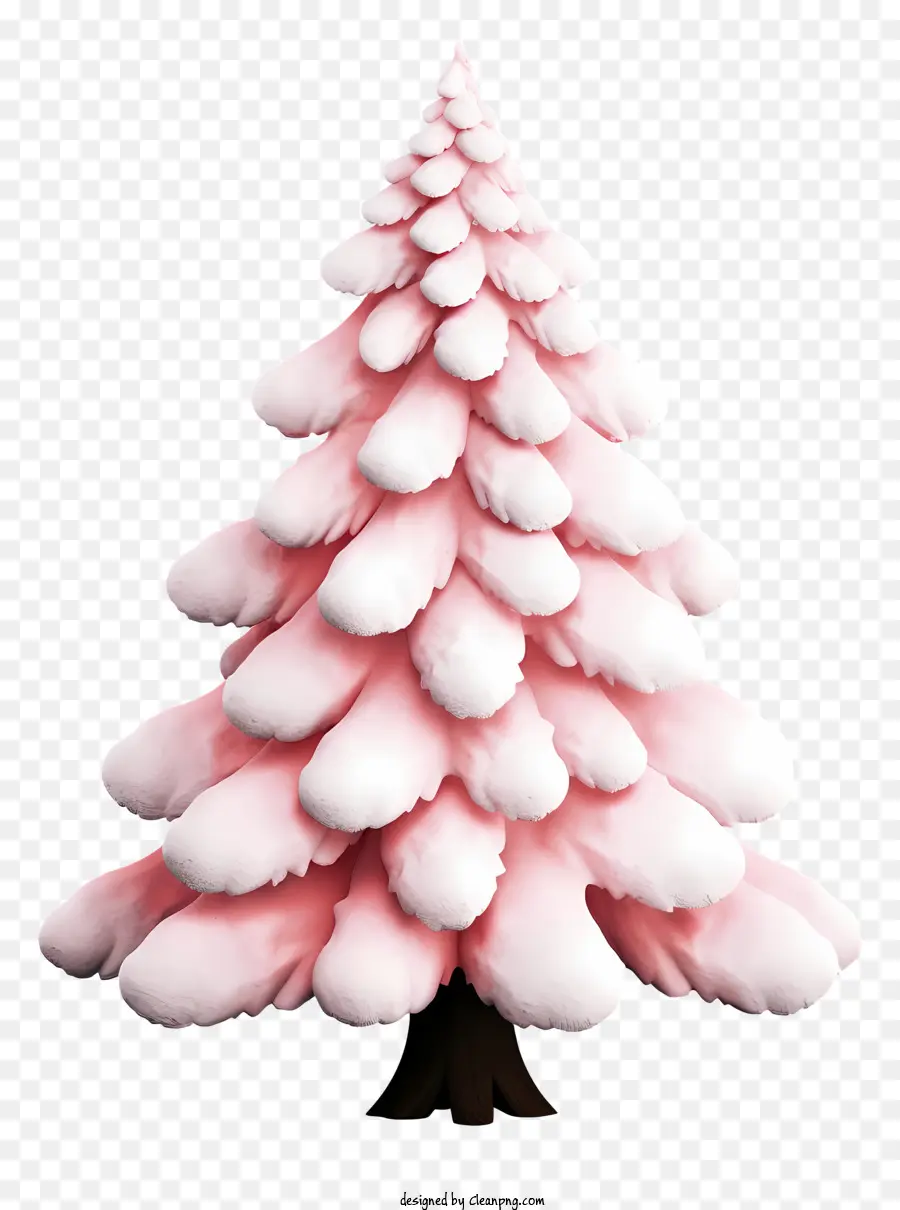 Розовая рождественская елка，падает снег PNG