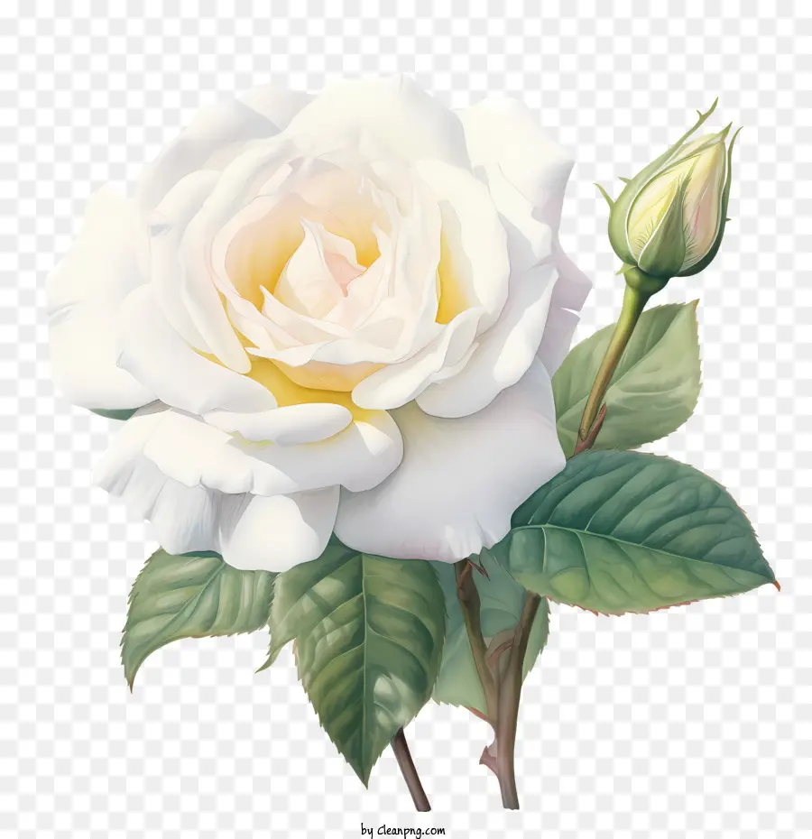Белая розовая цветок，цветок PNG