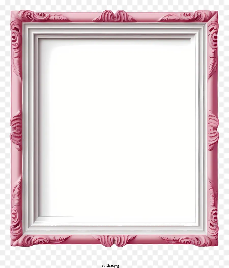 белая рамка，розовая картина PNG