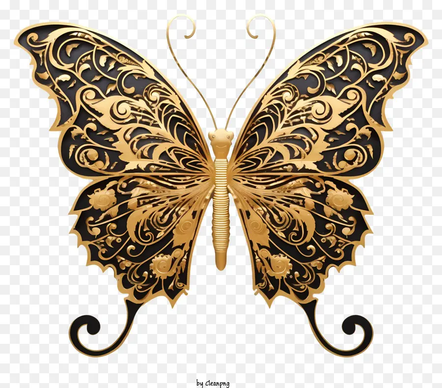 Бабочка，золотой PNG