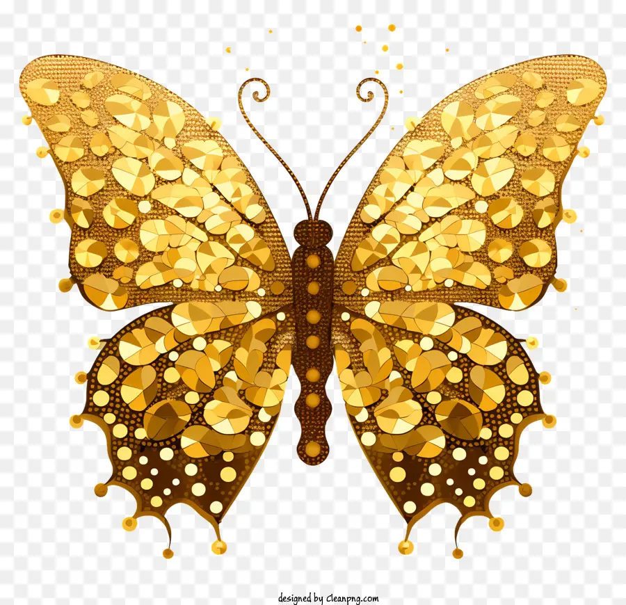 Золотая Бабочка，Блестящие металлические весы PNG