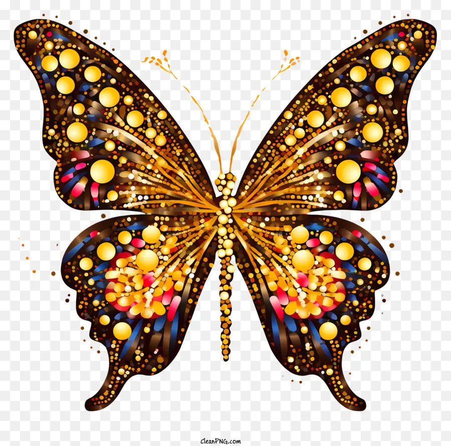 Золотая Бабочка，Многоцветные вихри PNG