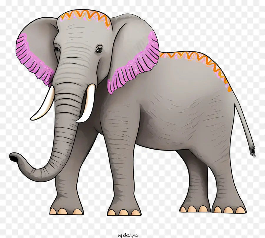 Декоративный слон，розовый и фиолетовый слон PNG