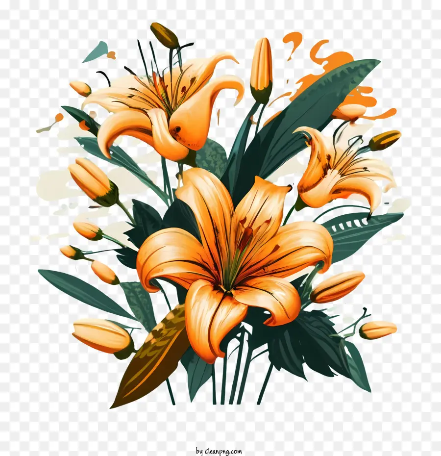 цветы лилии，оранжевые лилии PNG
