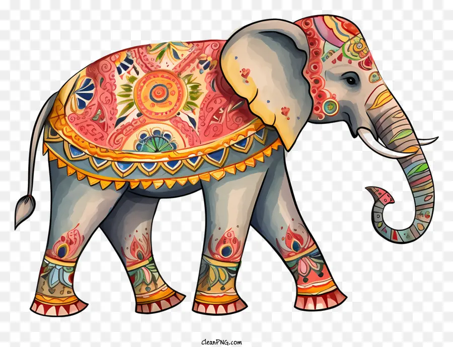 Слон，декоративный узор PNG