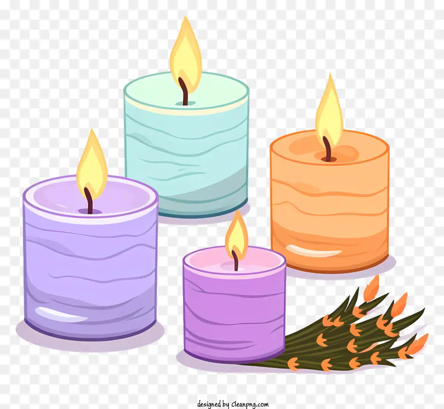красочные свечи，зажженная свеча PNG