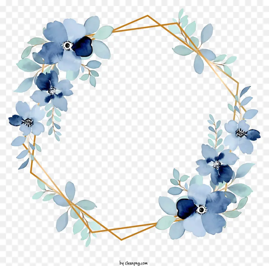 синий цветочный венок，акварельные цветы PNG