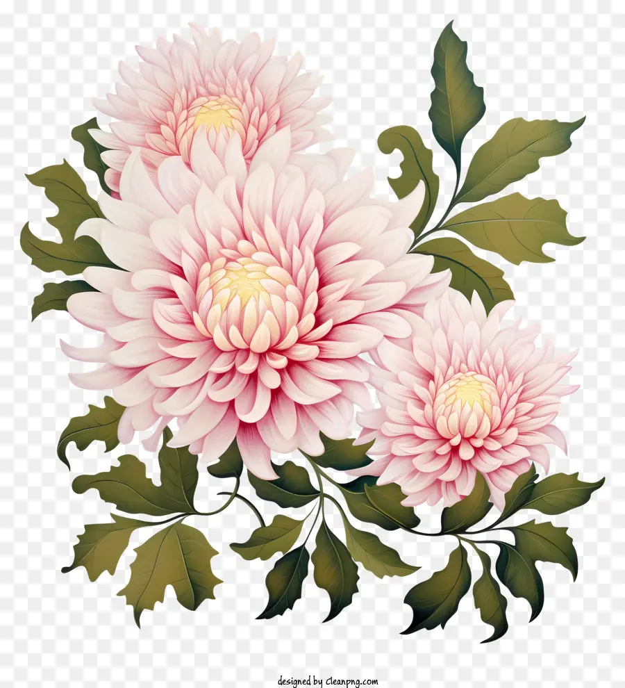 Розовые хризантемы，живопись PNG