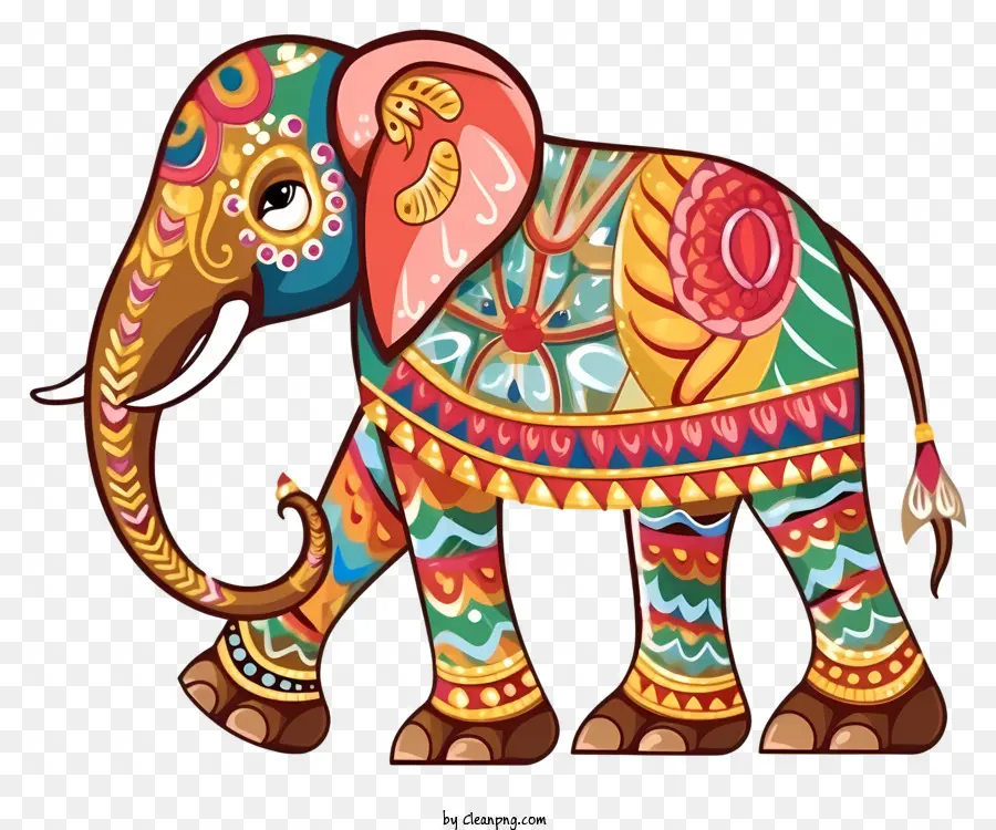 красочный слон，декоративный слон PNG
