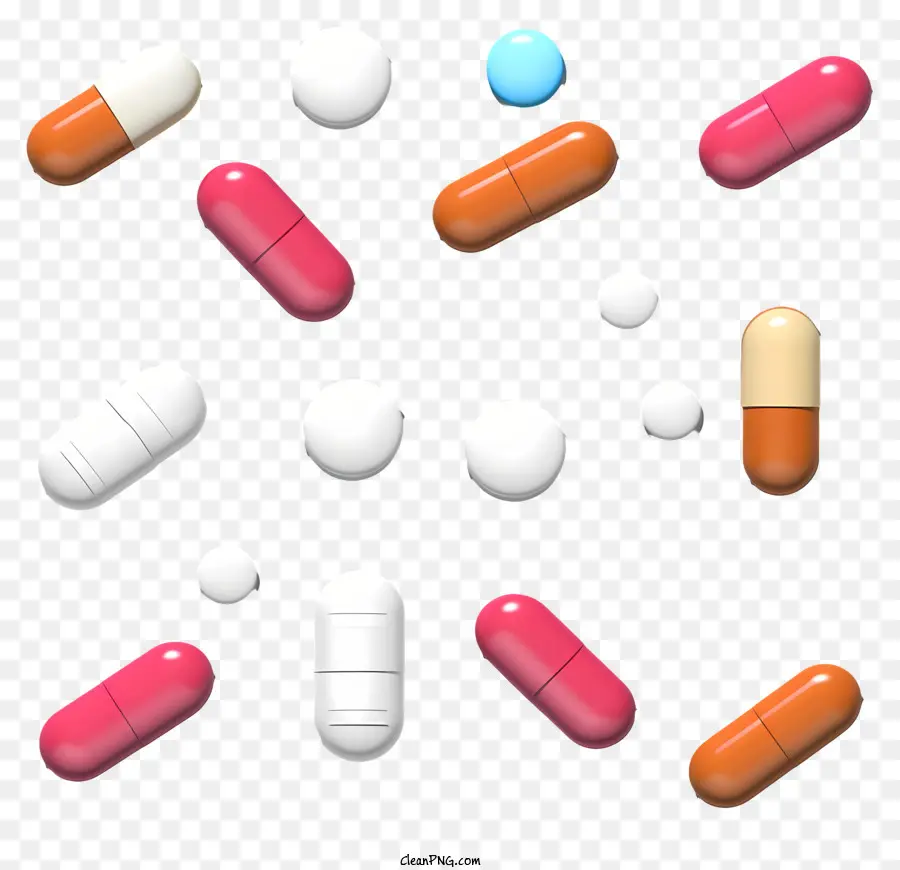 Цветные таблетки，таблетки на черной поверхности PNG