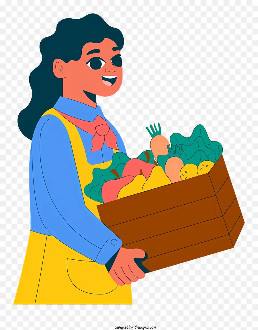 женщина держит овощи，огород PNG