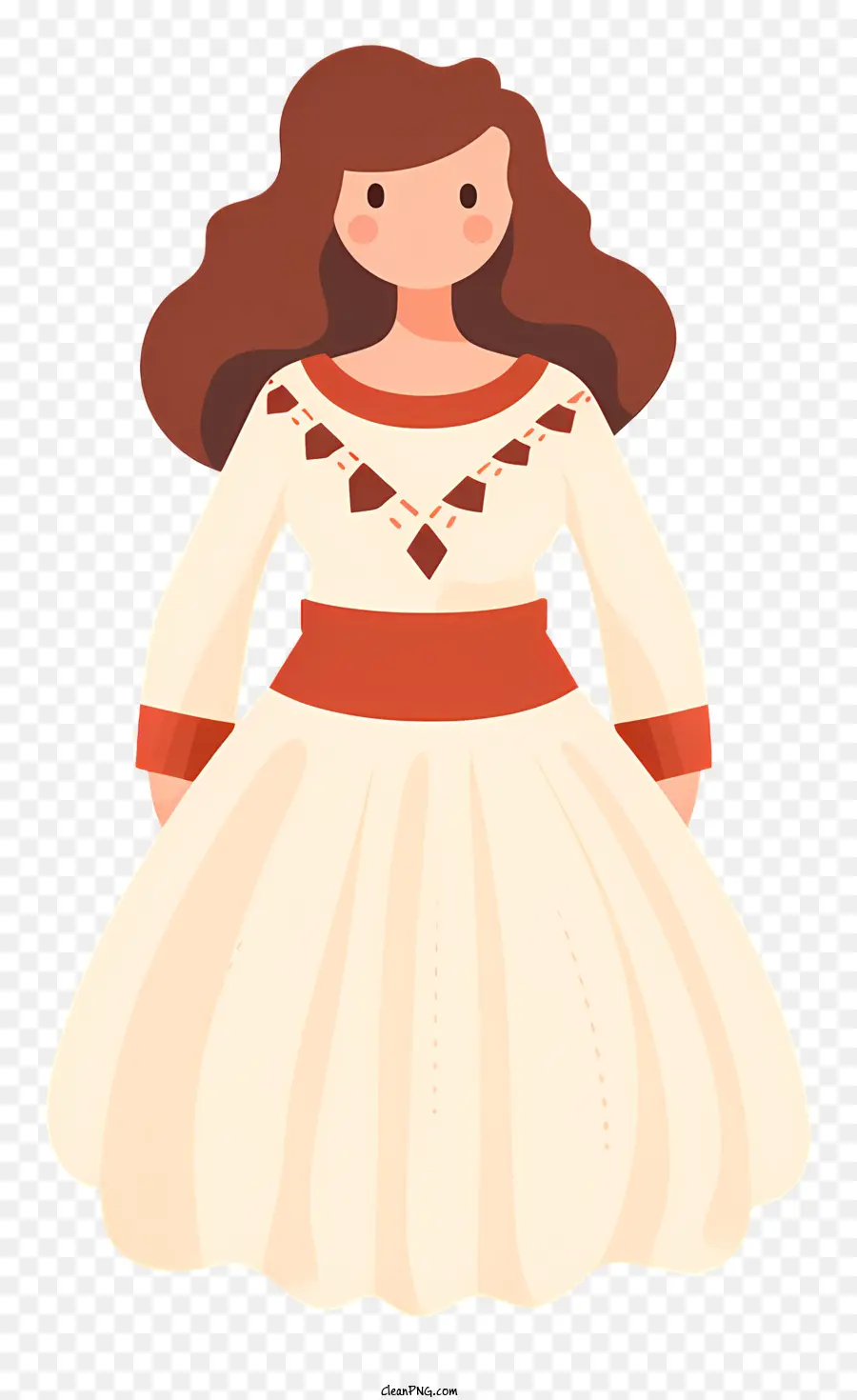 Женщина в белом платье，Красный пояс PNG
