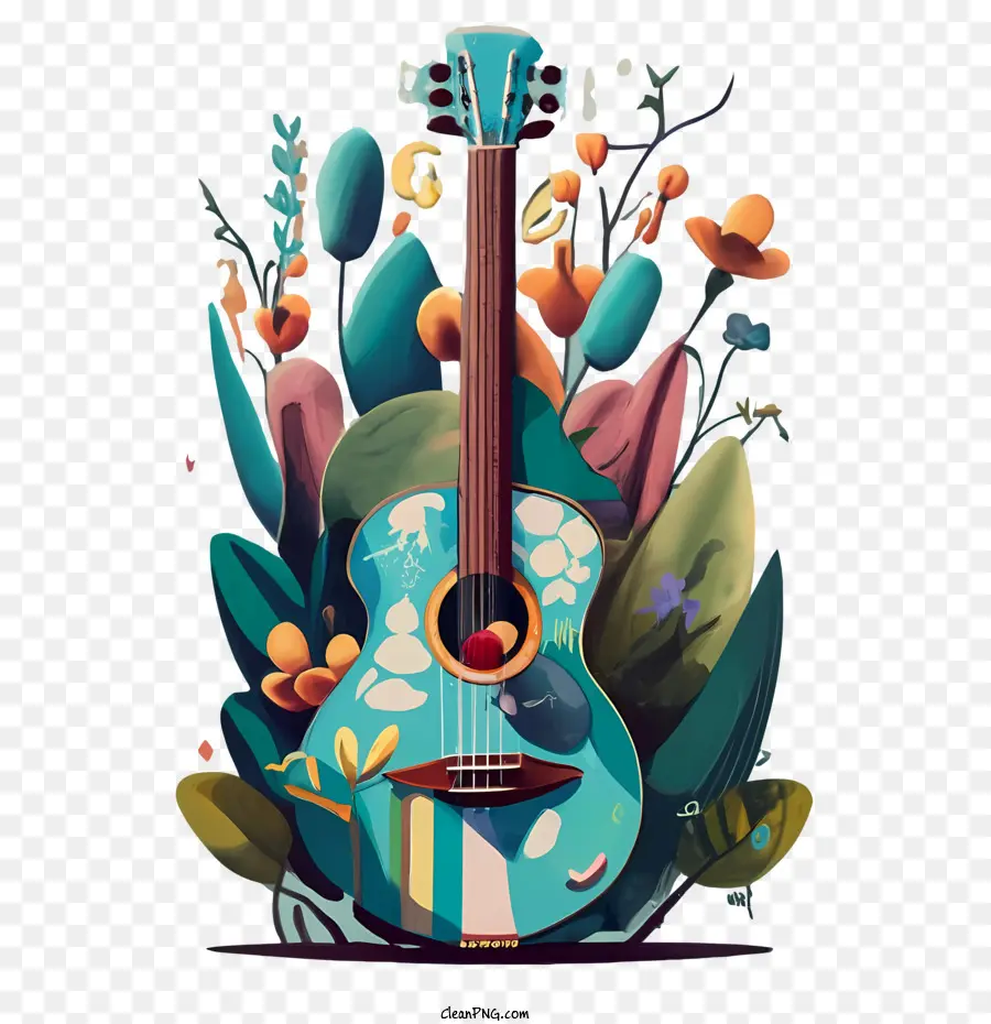 Гитара，цветок PNG